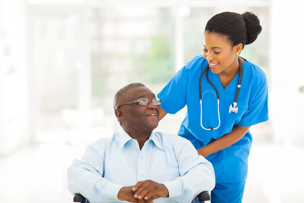 A short-term respite guest with his caregiver